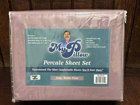 My Pillow 840193716490 King Percale Sheet Set Rustic Plum Purple Size W Cases