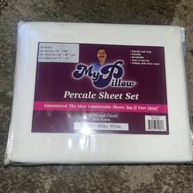 My Pillow 840193730366 New Percale Sheet Set 200 Thread Count Queen . Milky White