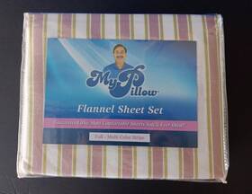 My Pillow 841093721485 Multi-color Striped Flannel Sheet Set - Full Size Brand New