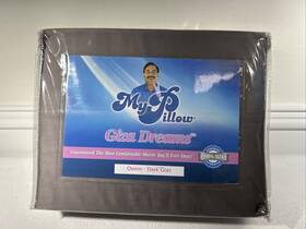 My Pillow 850006742363 Giza Dreams Dark Gray Stripe 4 Pc Queen Sheet Set 100% Cotton 400 Tc