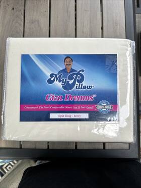 My Pillow 850006742561 New Ivory 100% Giza Dreams 400 Tc Cotton 4 Piece Split King Sheet Set My Pillow 850006742561 New Ivory 100% Giza Dreams 400 Tc Cotton 4 Piece Split King Sheet Set
