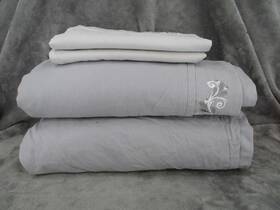 U17-02 My Pillow Giza Dreams Queen Sheet Set Dark Gray Embroidered 4 Piece