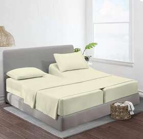 5pcs-sk-ivry Mygiza Sheets Split King Sets For Adjustable Bed-split 5 Pcs-split Ivory