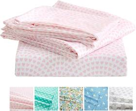 Nantong Yuhuaizhizaoyouxiangongsi 313107399343 Vonty Kids Bed Sheets Full Pink Heart Printed For Girls Soft Lightweight
