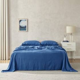 7007213 Natural Home Linen Sheet Set Deep Blue - Single