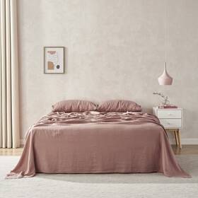 7007597 Natural Home 100% European Flax Linen Sheet Set Rose Gold - Super King Bed