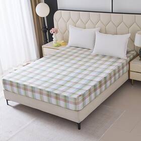 Dcl001 Naturety Bedding Fitted Sheet With Deep Pocket Modern Design Light Green Line