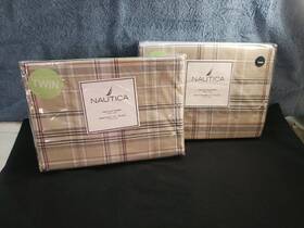 Nautica 085989284702 Twin Flat And Fitted Sheet Set. 100% Cotton 210 Thread Count