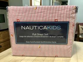 Nautica 194382101643 New In Package Kids Red / White Stripe Anchor Print Full Sheet Set Nautica 194382101643 New In Package Kids Red / White Stripe Anchor Print Full Sheet Set