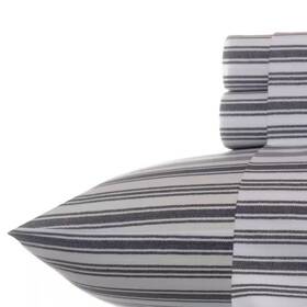 Nautica 744110946109 Coleridge Stripe 4-piece Charcoal Gray 200-thread Count Cotton Queen Sheet Set