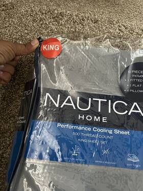 Nautica 883893698680 Performance Cooling Queen Sheet Set 500 Thread Count 6 Piece - Black