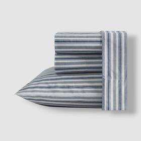Nautica 883893798243 Blue Coleridge Stripe Cotton Percale 4-piece Sheet Set Queen Size