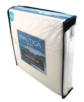 Nautica 883893818170 New Queen Size White Soft 100% Cotton Sheet Set Fit 18 Inch Mattress