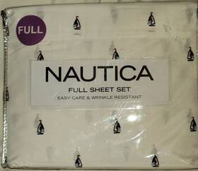 Ushsa01034135 Nautica Bed Sheet Full Set 4-piece Sail With Me Navy Blue Red Saul Boat New