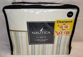 Ushsa01258890 Nautica Brand New Full Sheet Set Blue Green Brown Striped Retired Palm Harbor