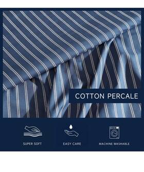 Ushsa01301766 Nautica Richmond Stripe Twin Xl Sheet Set Oeko Tex Certified Cotton Percale