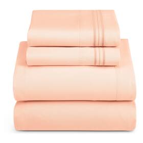 Nestl 840073641539 Ultra-soft Deep Pocket Bed Sheet Set Peach California King