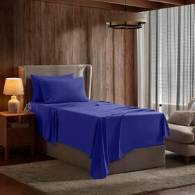 B00w2fgf64 Nestl Twin Bed Sheets Set - 3 Piece Deep Pocket Hotel 18 Royal Blue