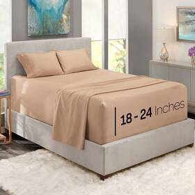 Nb214pc-t-taupe Nestl Twin Size Sheet Set 4 Piece Extra Deep Pocket 18-24 05 - Taupe