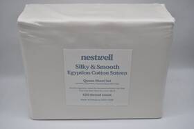 Nestwell 444800363871 Silky And Smooth Egyptian Cotton Sateen Queen Sheet Set - Egret 625tc