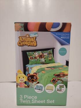 New Horizons 073558806202 Animal Crossing 3 Pc Sheet Set - Twin Bed Fitted/flat/pillowcase New Horizons 073558806202 Animal Crossing 3 Pc Sheet Set - Twin Bed Fitted/flat/pillowcase