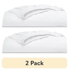 Ms2401325722-48 No 2 Pack 300 Thread Count Easy Care Percale Fitted Sheet Arctic White Full
