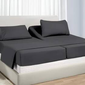 400tc-01-048 Non Sticky Cotton Split King Sheets 2 Twin-xl Dark Grey Solid