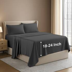 Non Sticky Cotton 726084339927 4 Piece Twin Extra Deep Pocket Sheet Set 100% Egyptian