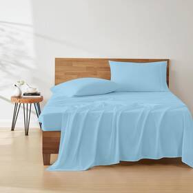 Sheetscyc45 Non Sticky Cotton Blend 4piece Bed Sheets Set Queen Size Light Blue Longstaple Sheetscyc45 Non Sticky Cotton Blend 4piece Bed Sheets Set Queen Size Light Blue Longstaple