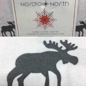 Nordic North 067955145149 Gray Moose Queen Sheet Set Turkish Flannel Winter Cabin Lodge Xdeep