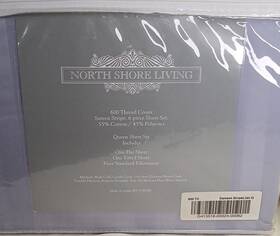 G413518-00024-00062 North Shore Living Queen Sheet Set 600tc Damask Stripe Lilac Cotton Polyester