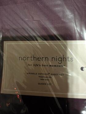 Rn-81893 Northern Nights Wrinkle Defense Dobby Stripe Queen Sheet Set 100% Cotton Purple