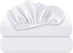 Oakias 845853007345 Queen Fitted Sheets White Pack Of 2 Bottom Soft Brushed Microfiber