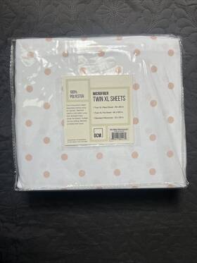Ocm 840171804171 Microfiber Twin Xl 3 Piece Sheet Set White And Pink Polka Dots Nwt Dorm Living
