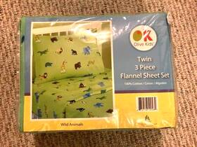Olive Kids 097277440158 New Flannel Twin Sheet Set Zoo Animals