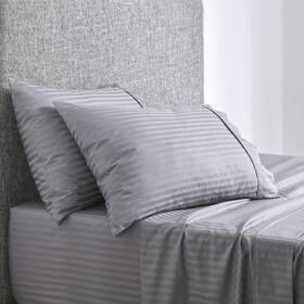Ssonkchstsi30 Onkaparinga Cotton Sheet Set Chilton Stripe Silver - Queen Ssonkchstsi30 Onkaparinga Cotton Sheet Set Chilton Stripe Silver - Queen