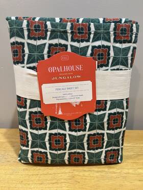 Opalhouse 191908880761 Jungalow Jade Rust Full Sheet Set Green Geometric 100% Cotton