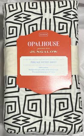 Opalhouse 198101000255 Jungalow Percale Fitted Sheet-queen Ether 18 Inch Deep 100% Cotton