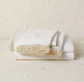 81782143 Opalhouse Designed With Jungalow Fringe Cotton Percale Sheet Set Cream Twin/xl Twin New 81782143 Opalhouse Designed With Jungalow Fringe Cotton Percale Sheet Set Cream Twin/xl Twin New