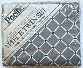 Pacific 034086937509 No Iron Muslin 128 Thread Count 3 Piece Twin Set Made In Usa