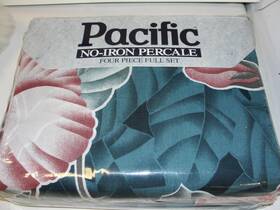 S-755285 Pacific Vintage No Iron Percale 4 Piece Full Sheet Set - Rainforest New Sealed