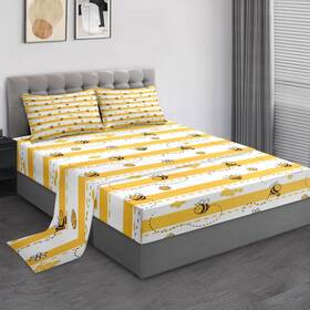 Sss1011626-fpbs-ta Pamnest Twin Size Bed Sheet Sets Bee Yellow Stripe Soft Microfiber 3 Pcs