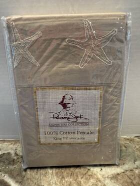99605 Panama Jack Nautical 2 King Pillowcases Coastal Beach Tan Starfish Cotton 99605 Panama Jack Nautical 2 King Pillowcases Coastal Beach Tan Starfish Cotton