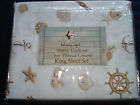 Panama Jack New King Sheet Set Nautical Starfish Sand Dollar Beach Anchors 846967023115