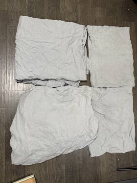 Parachute 810172542648 Full Queen Relaxed 100% Linen Sheet Set Grey