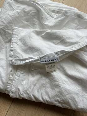 Parachute 843734102783 Euc Percale Fitted Sheet And Flat King White No Flaws