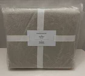Parachute 843734117077 New- Top Sheet Linen In Bone Full/queen Size 100%