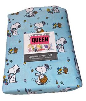 102877 Peanuts Snoopy And Woodstock Easter Egg Basket Queen Sheet Set Blue 4 Piece 102877 Peanuts Snoopy And Woodstock Easter Egg Basket Queen Sheet Set Blue 4 Piece