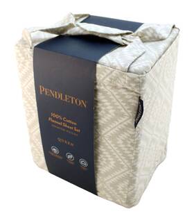 Pendleton 008889135790 Nwt Queen Size Tucson Tan Cotton Flannel Sheet Set Fits 17 Inch Mattress