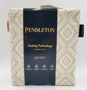 Pendleton 008889352340 5pc Queen Size Cooling Sheet Set Ivory Tan Aztec Marshmallow